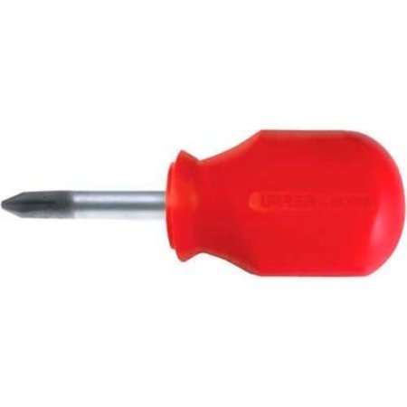 URREA Urrea Red Handle Screwdriver, , #2 Phillips Tip, 3-13/32"L, 1 3/8"L X 1/4" Stubby Round Shank 9671R